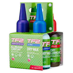 Набор смазок Weldtite TF2 для любых условий: Plus Dry, Extreme Wet, Performance All-Weather, Ultra Dry Chain Wax (4*50ml)